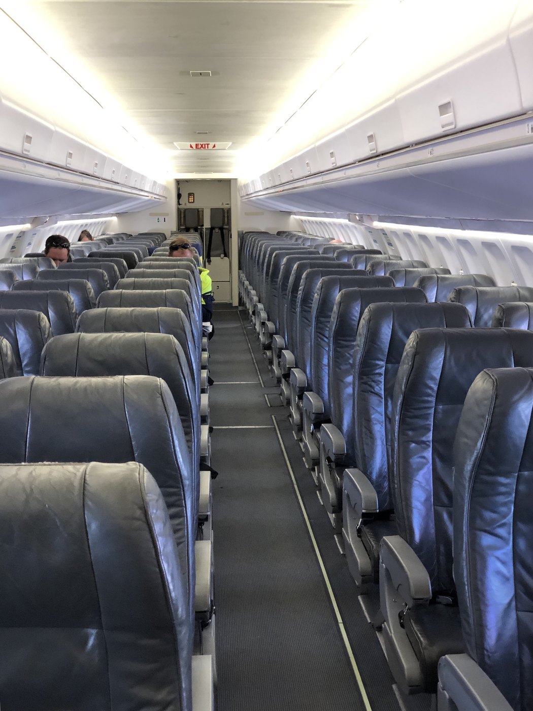 Aircraft cabin before boarding is complete